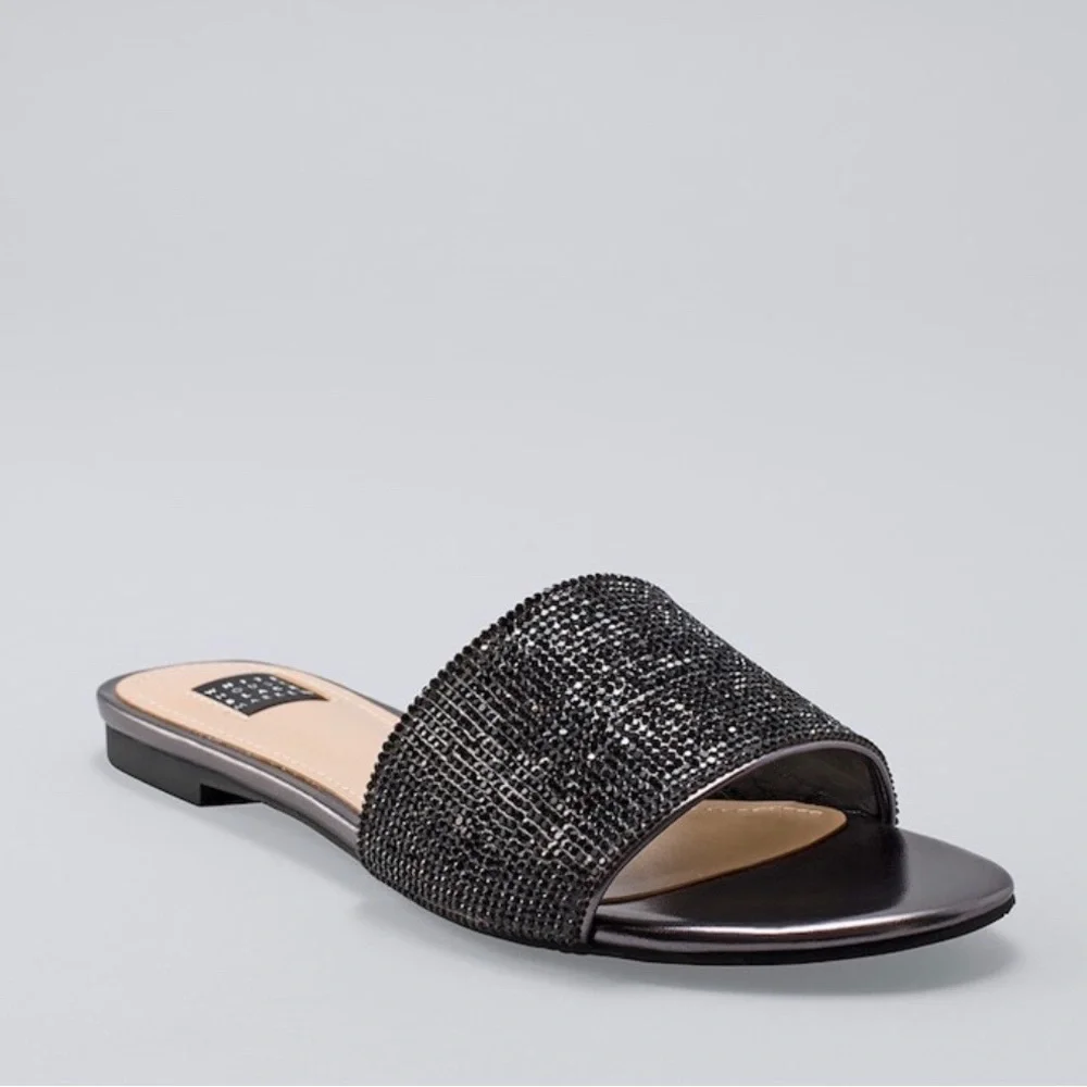 White House Black Market (WHBM) Rhinestone Slid Sandal - Picture 1 of 8